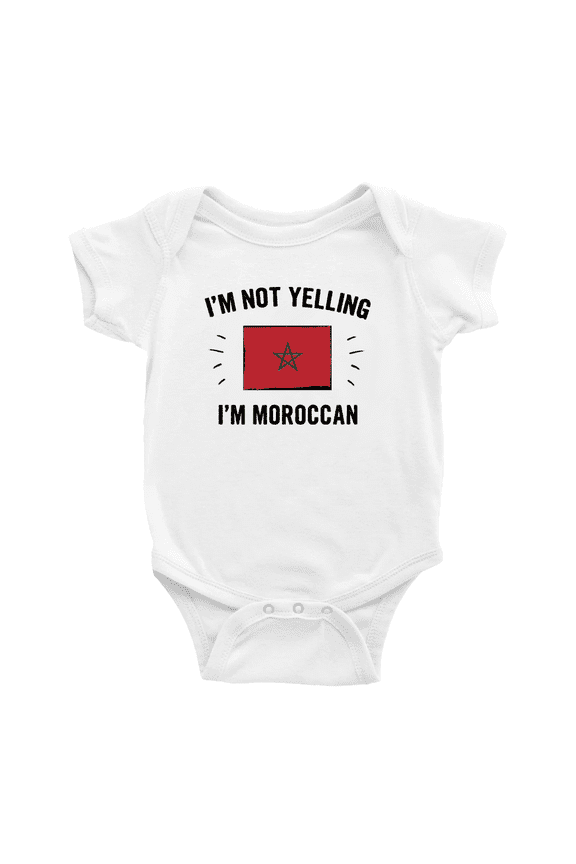 I'm Not Yelling, I'm Moroccan Cute Baby Bodysuit Baby Clothes (White, 3-6 Months)