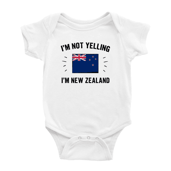 I'm Not Yelling, I'm New Zealand Cute Baby Bodysuit Newborn Clothes Outfits (White, 0-3 Months)