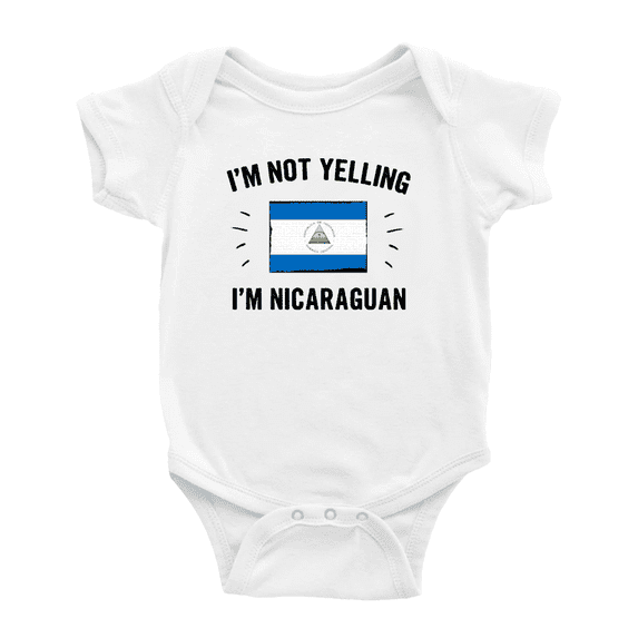 I'm Not Yelling, I'm Nicaraguan Cute Baby Rompers Baby Bodysuit (White, 3-6 Months)