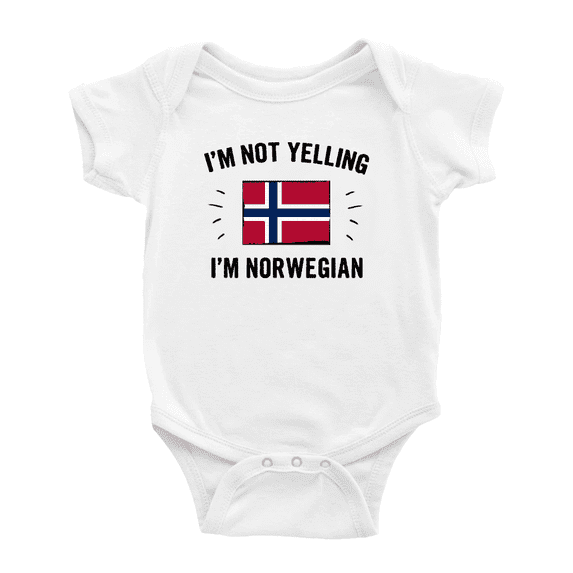 I'm Not Yelling, I'm Norwegian Cute Baby Bodysuit Newborn Clothes Outfits (White, 0-3 Months)
