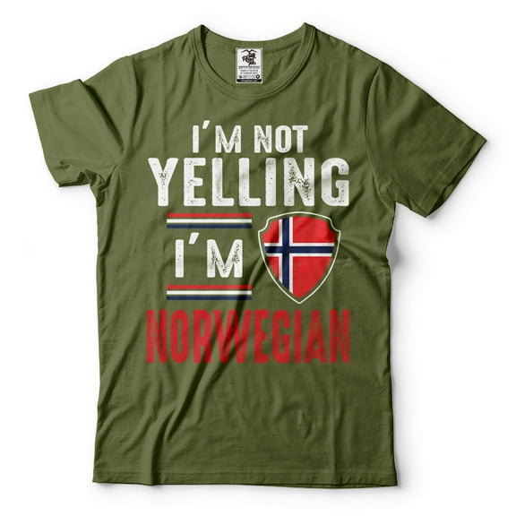 I'm Not Yelling I'm Norwegian Shirt Norway T Shirt Norway Flag Tee Norwegian Person Shirt (4X-Large Military Green)