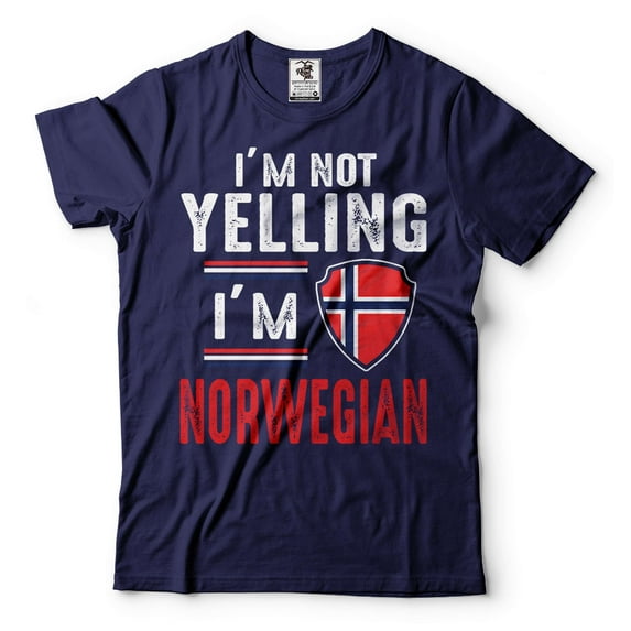I'm Not Yelling I'm Norwegian Shirt Norway T Shirt Norway Flag Tee Norwegian Person Shirt (Small Navy Blue)