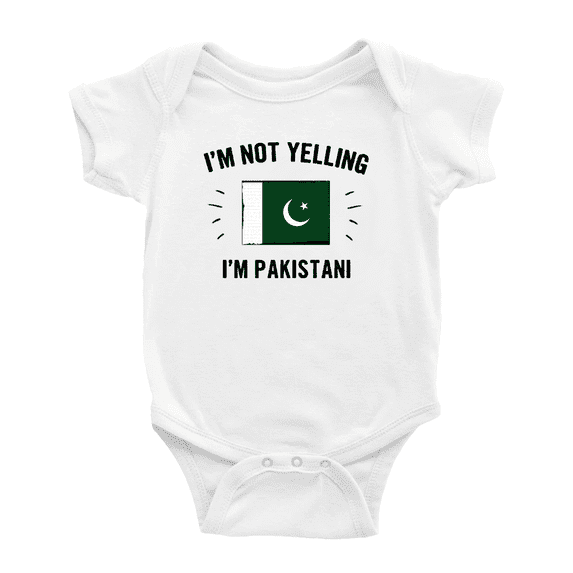 I'm Not Yelling, I'm Pakistani Cute Baby Romper Bodysuit For Boy Girl (White, 18-24 Months)