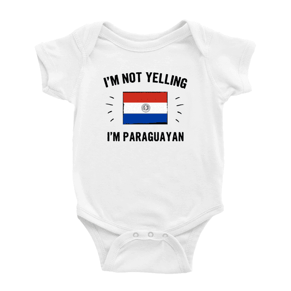 I'm Not Yelling, I'm Paraguayan Baby Romper Bodysuit (White, 18-24 Months)