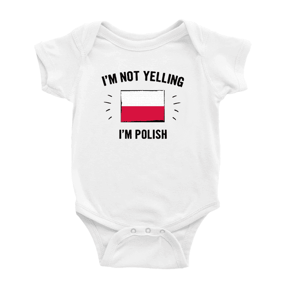 I'm Not Yelling, I'm Polish Cute Baby Bodysuit Baby Clothes (White, 3-6 Months)