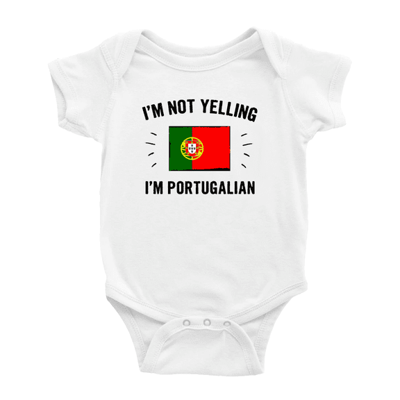 I'm Not Yelling, I'm Portugalian Baby Romper Bodysuit For Boy Girl (White, 3-6 Months)