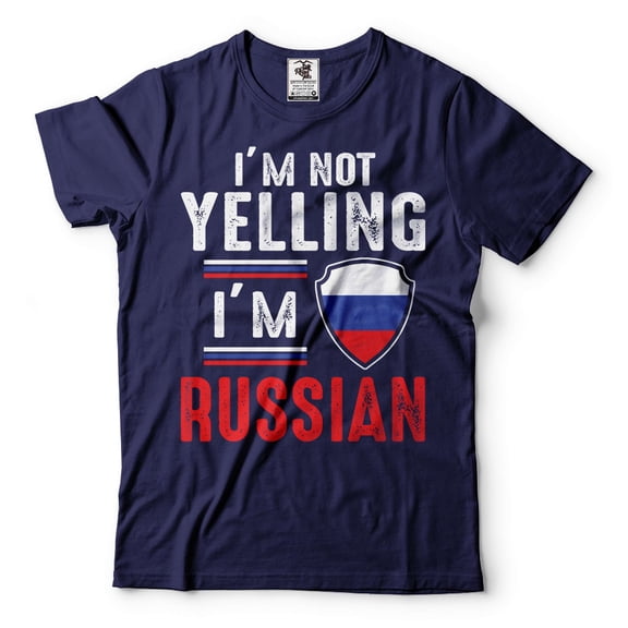 I'm Not Yelling I'm Russian Shirt Russia Shirt Russia Flag Shirt Russian Gifts Funny Russian Shirts (3X-Large Navy Blue)