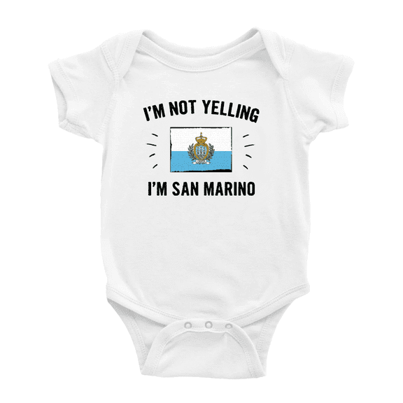 I'm Not Yelling, I'm San Marino Baby Bodysuits Newborn Clothes (White, 18-24 Months)