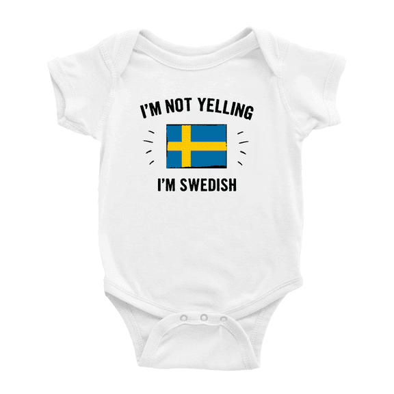 I'm Not Yelling, I'm Swedish Baby Bodysuit Baby Clothes (White, 3-6 Months)