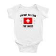 thumbnail image 1 of I'm Not Yelling, I'm Swiss Cute Baby Bodysuits (White, 12-18 Months), 1 of 5