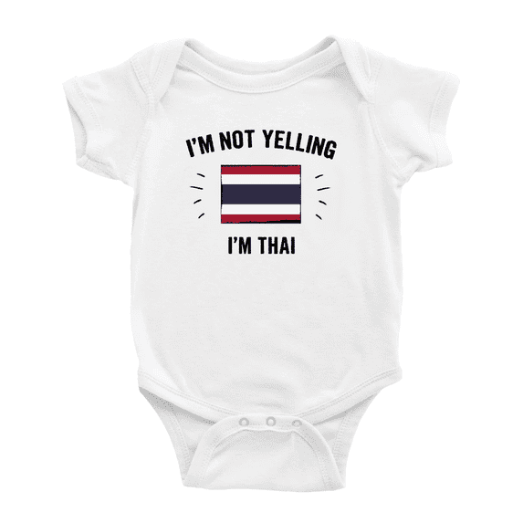 I'm Not Yelling, I'm Thai Cute Baby Bodysuits Newborn Clothes (White, 3-6 Months)