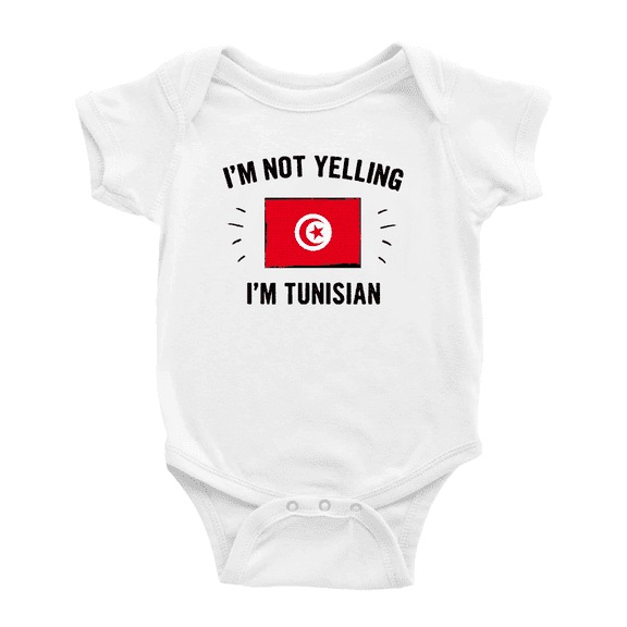 I'm Not Yelling, I'm Tunisian Cute Baby Bodysuit (White, 0-3 Months)