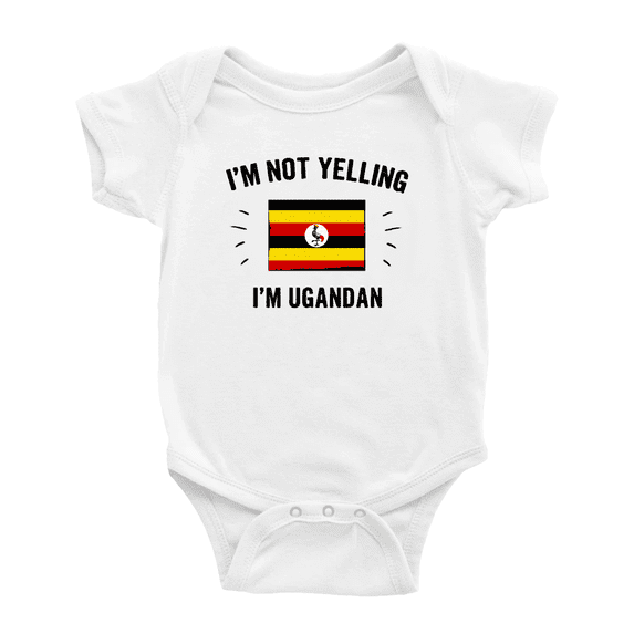 I'm Not Yelling, I'm Ugandan Baby Bodysuit Newborn Clothes Outfits (White, 0-3 Months)