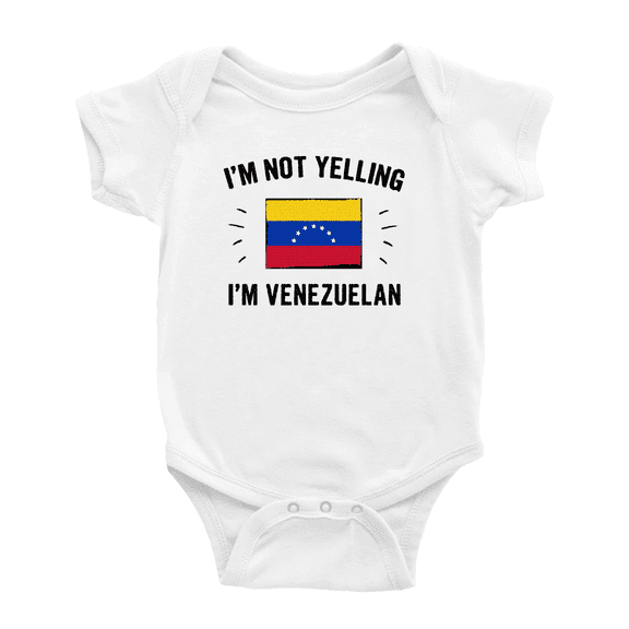 I'm Not Yelling, I'm Venezuelan Cute Baby Bodysuit Newborn Clothes Outfits (White, 12-18 Months)