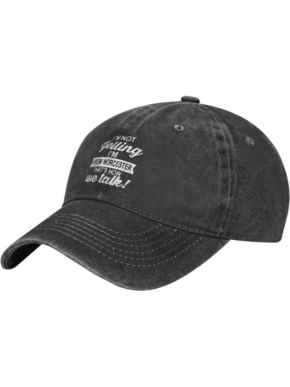 I'm Not Yelling I'm from Worcester Slogan Cowboy Hats Unisex Adjustable Baseball Caps Black