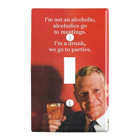 I'm Not an Alcoholic go to Meetings Drunk go to Parties Funny Humor Plastic Wall Decor Toggle Light Switch Plate Cover