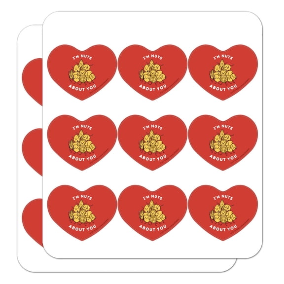 I'm Nuts About You Love Funny Humor Heart Shaped Planner Calendar Scrapbook Craft Stickers