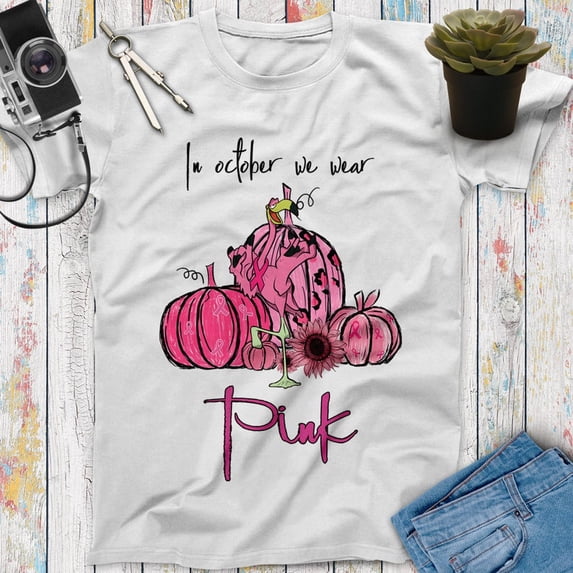 I'm October We Wear Pink Flamingo Breast Cancer Shirt, Cancer Awareness, Cancer Survivor, Faith Shirt, Hope Shirt, Motivational Shirt