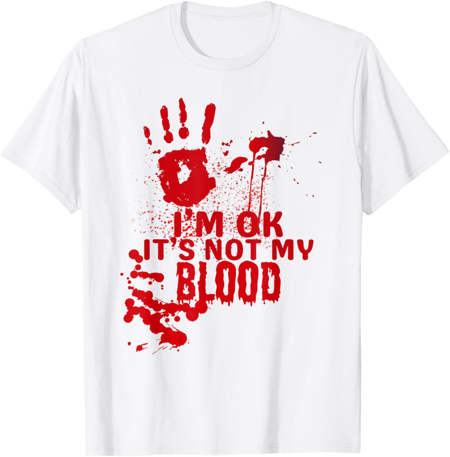 DENGJIAMY Grusel T-Shirt 'I'm Ok It's Not My Blood' - Lustiges Halloween Shirt Für Herren