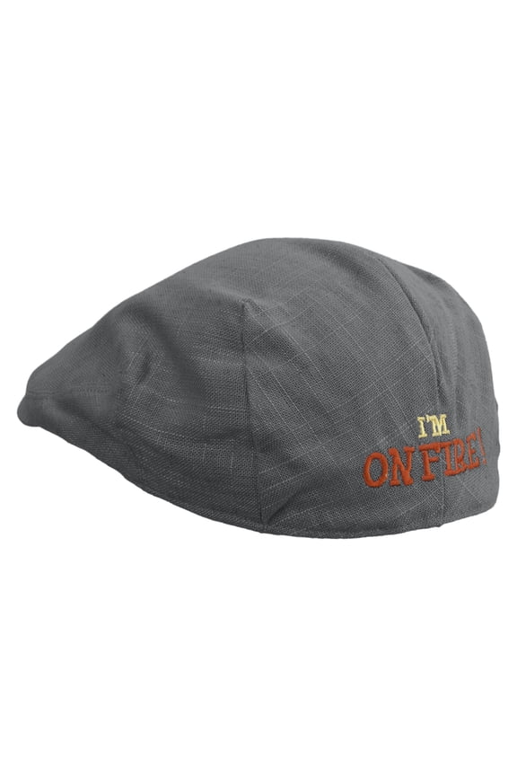I'm On Fire Embroidered Men's Linen Ivy Cap - Slate S-M