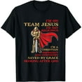 thumbnail image 1 of I'm On Team Jesus Christian Cool Men Women Short Sleeve Black T-Shirt, 1 of 5