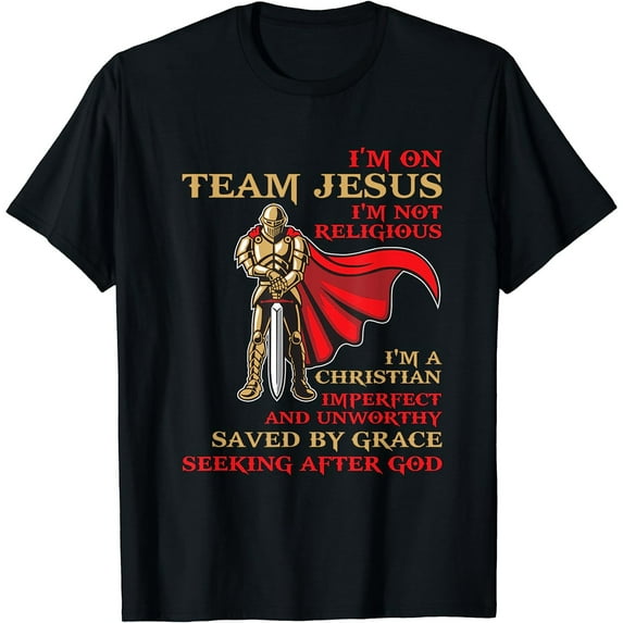I'm On Team Jesus Christian Cool Men Women Short Sleeve Black T-Shirt
