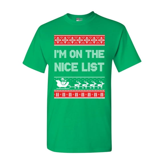 I'm On The Nice List Santa Christmas Holiday Funny Adult DT T-Shirt Tee