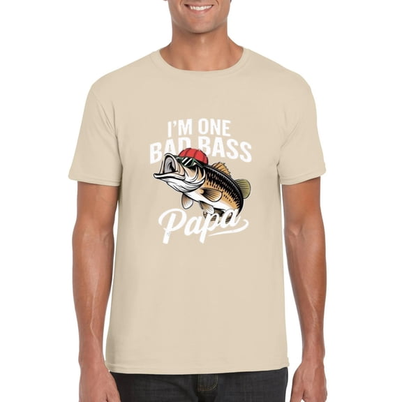 I'm One Bad Bass Papa Funny Bass Fishing Father's Day Angler Gift T-Shirt, for men & women, up to size 5XL