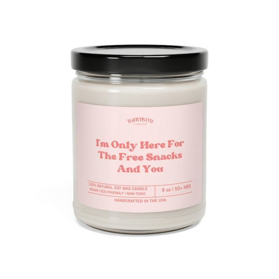 I'm Only Here For The Free Snacks And You Candle, Funny Soy Candle,9oz