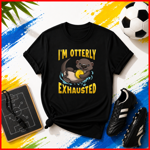 I'm Otterly Exhausted Funny Otter Lazy Sleeping Pun Unisex T-Shirt, S-5XL