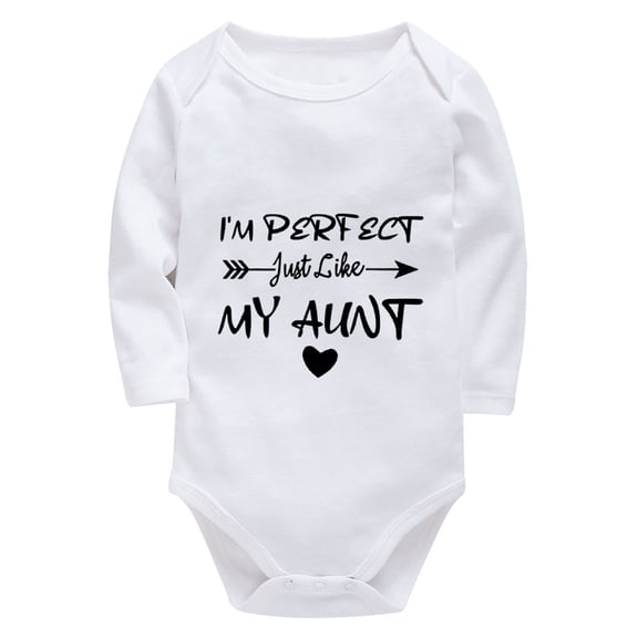 I'm Perfect Just Like My Aunt Newborn Take Me Home Outfit Long Sleeve Coming Home Outfit for Baby White Clothes Baby Girl 0-