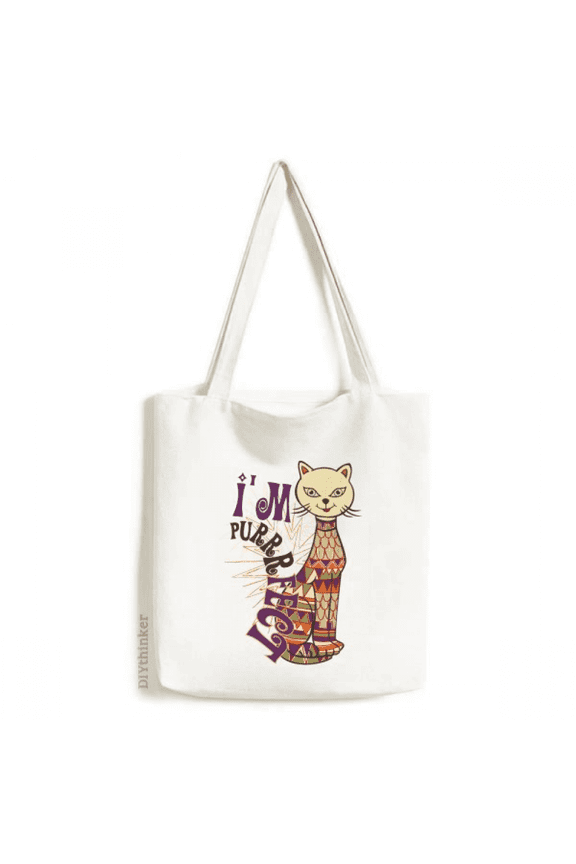 I'm Perfect Slogan Colorful Cat Animal Tote Canvas Bag Shopping Satchel Casual Handbag