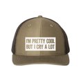 thumbnail image 1 of I'm Pretty Cool But I Cry A Lot, Trucker Hat, Adjustable Cap, GIft For Her, Drama Queen Hat, Baseball Hat, Funny Trucker Hat, White Text, Loden/Black, 1 of 1
