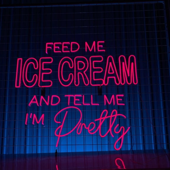 Glowneon I'm Pretty Ice Cream Neon Sign, Ice Cream Quote Wall Decor