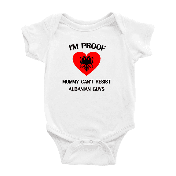 I'm Proof Mommy Can't Resist Albanian Guys Cute Baby Bodysuit Baby Clothes (White, 18-24 Months)