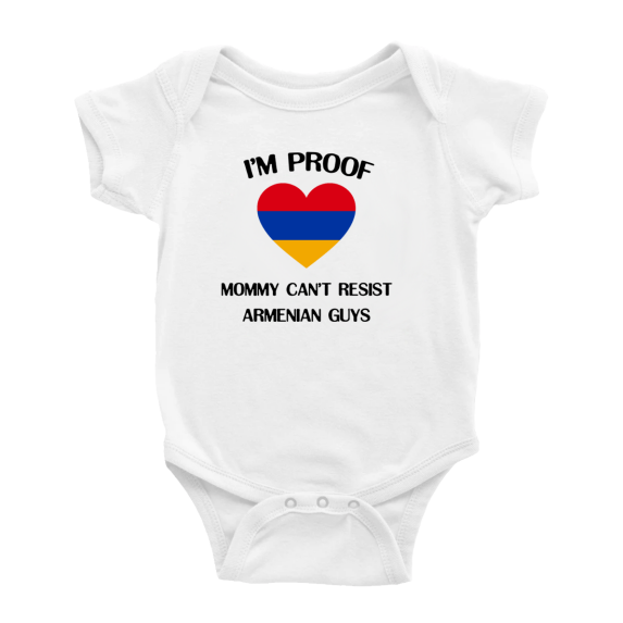 I'm Proof Mommy Can't Resist Armenian Guys Cute Baby Bodysuits (White, 3-6 Months)