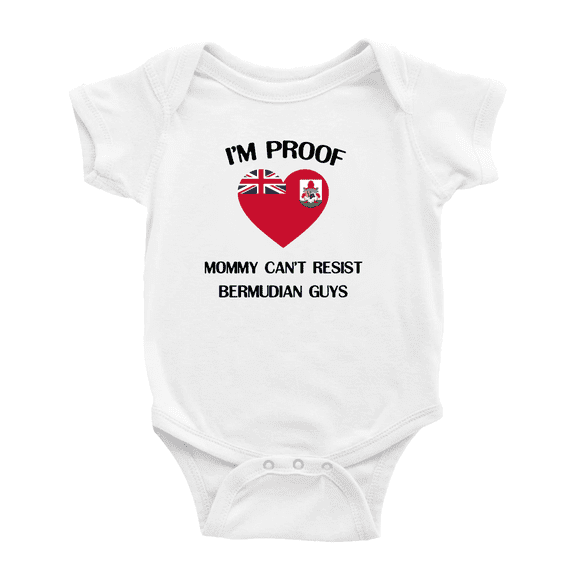 I'm Proof Mommy Can't Resist Bermudian Guys Cute Baby Bodysuits Newborn Clothes (White, 18-24 Months)