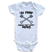 I'm Proof Mommy Can't Resist Bikers Funny Motorcycle Baby Bodysuit, 0-3 Months White