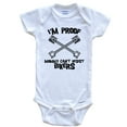 thumbnail image 1 of I'm Proof Mommy Can't Resist Bikers Funny Motorcycle Baby Bodysuit, 3-6 Months White, 1 of 2