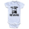 thumbnail image 1 of I'm Proof Mommy Can't Resist Bus Drivers Funny Bus Driver Baby Bodysuit, 0-3 Months White, 1 of 2