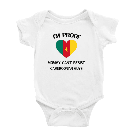 I'm Proof Mommy Can't Resist Cameroonian Guys Baby Bodysuits Newborn Clothes (White, 12-18 Months)