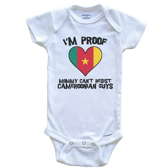 I'm Proof Mommy Can't Resist Cameroonian Guys Cameroon Flag Heart Baby Bodysuit, 0-3 Months White