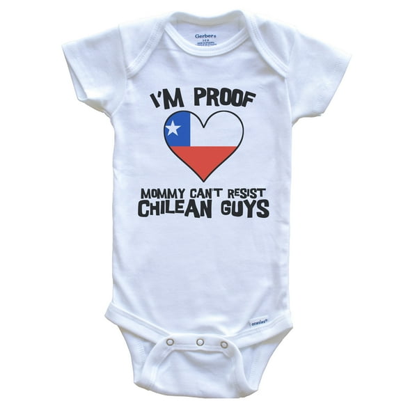 I'm Proof Mommy Can't Resist Chilean Guys Chile Flag Heart Baby Bodysuit, 0-3 Months White