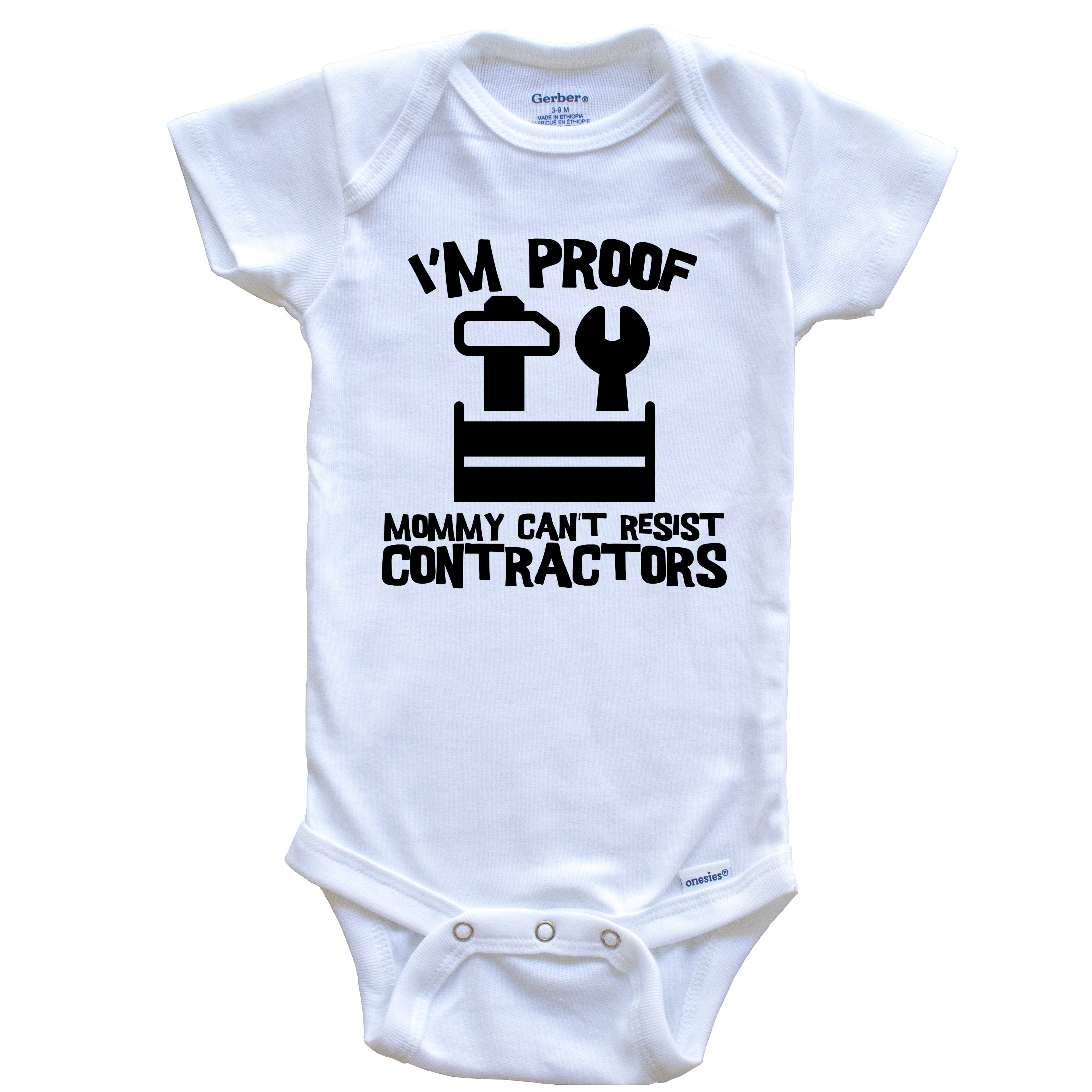 Funny Fishing Onesie - I'm Proof Mommy Can't Resist Fishermen Baby Bodysuit 3-6 Months / White