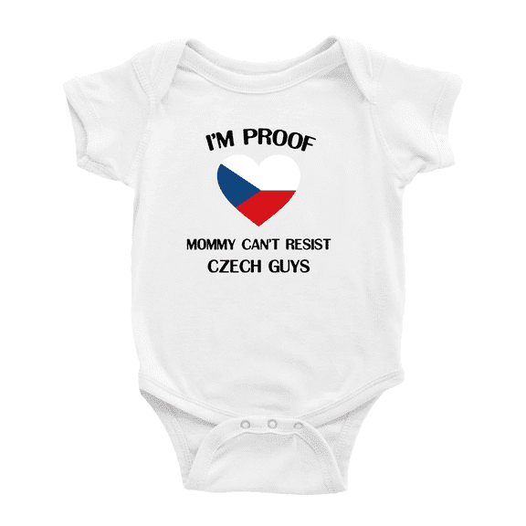 I'm Proof Mommy Can't Resist Czech Guys Baby Bodysuits Newborn Clothes (White, 18-24 Months)