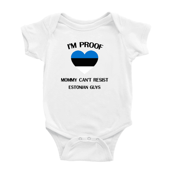 I'm Proof Mommy Can't Resist Estonian Guys Cute Baby Romper Bodysuit For Boy Girl (White, 12-18 Months)