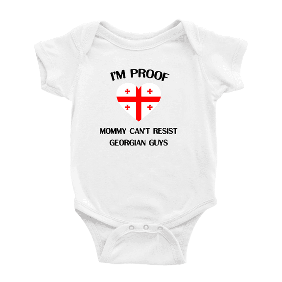 I'm Proof Mommy Can't Resist Georgian Guys Baby Romper Bodysuit For Boy Girl (White, 18-24 Months)