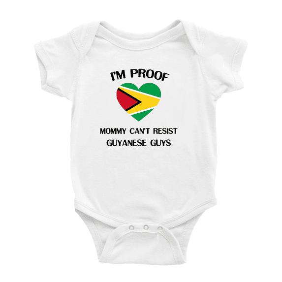 I'm Proof Mommy Can't Resist Guyanese Guys Cute Baby Bodysuit (White, 0-3 Months)