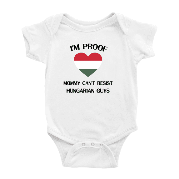 I'm Proof Mommy Can't Resist Hungarian Guys Cute Baby Bodysuit Newborn Clothes Outfits (White, 12-18 Months)