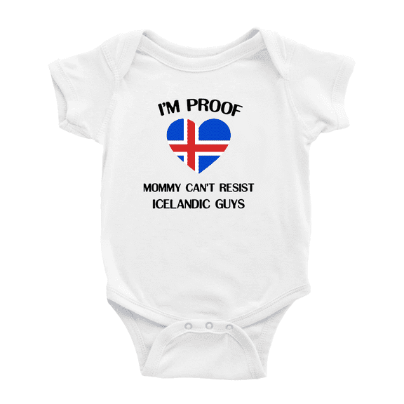 I'm Proof Mommy Can't Resist Icelandic Guys Cute Baby Bodysuit (White, 3-6 Months)